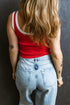 Ribbed Knit Scoop Neck Sleeveless Tank Top