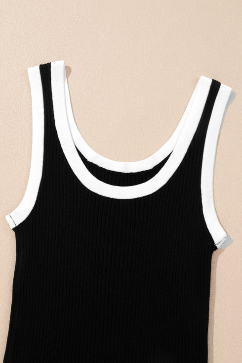 Ribbed Knit Scoop Neck Sleeveless Tank Top