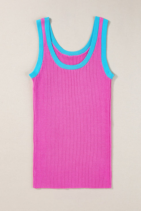 Ribbed Knit Scoop Neck Sleeveless Tank Top