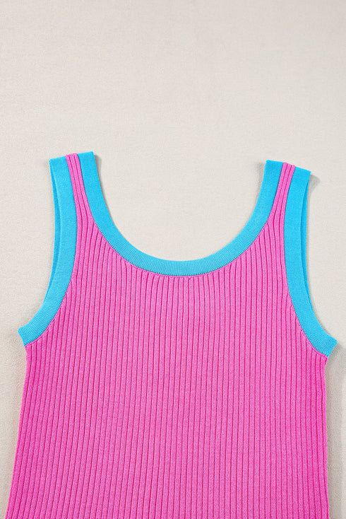 Ribbed Knit Scoop Neck Sleeveless Tank Top