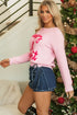 Ribbed Knit Script Graphic Crew Neck Sweater