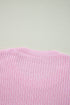 Ribbed Knit Script Graphic Crew Neck Sweater