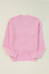 Ribbed Knit Script Graphic Crew Neck Sweater