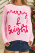 Ribbed Knit Script Graphic Crew Neck Sweater