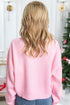 Ribbed Knit Script Graphic Crew Neck Sweater
