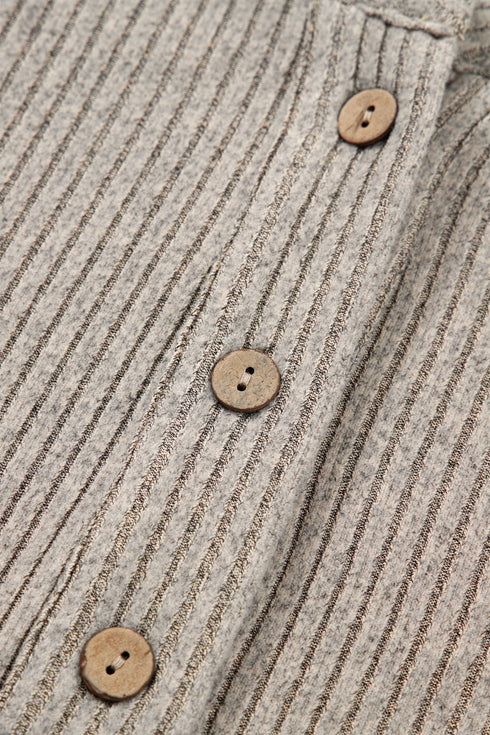 Ribbed Knit Solid Henley Kangaroo Pocket Long Sleeve Top