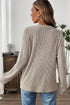 Ribbed Knit Solid Henley Kangaroo Pocket Long Sleeve Top