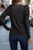 Ribbed Knit Square Neck Puff Long Sleeve Top