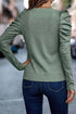 Ribbed Knit Square Neck Puff Long Sleeve Top