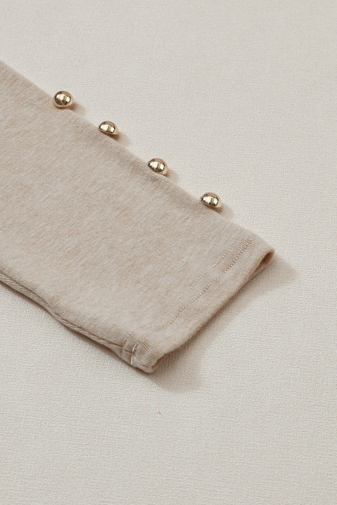 Ribbed Knit Square Neck Puff Long Sleeve Top