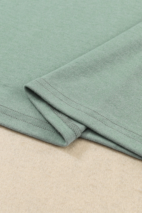 Ribbed Knit Square Neck Puff Long Sleeve Top