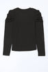 Ribbed Knit Square Neck Puff Long Sleeve Top