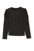 Ribbed Knit Square Neck Puff Long Sleeve Top