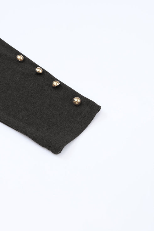 Ribbed Knit Square Neck Puff Long Sleeve Top