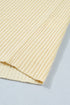 Ribbed Knit Striped Trim V Neck Short Sleeve Sweater