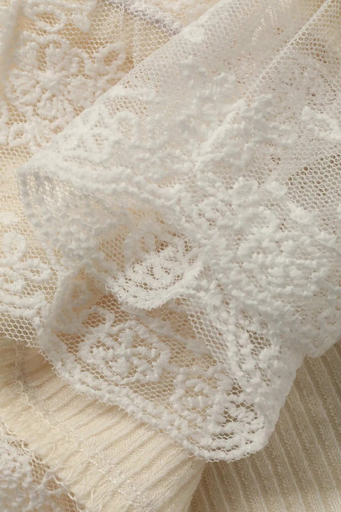 Ribbed Knit Sweet Lace Hem Tank Top