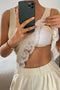 Ribbed Knit Sweet Lace Hem Tank Top