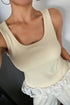 Ribbed Knit Sweet Lace Hem Tank Top