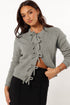 Ribbed Knit Tie Front Bow Detail Cardigan
