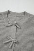 Ribbed Knit Tie Front Bow Detail Cardigan