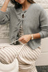 Ribbed Knit Tie Front Bow Detail Cardigan