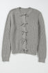 Ribbed Knit Tie Front Bow Detail Cardigan