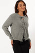 Ribbed Knit Tie Front Bow Detail Cardigan