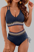 Ribbed Knit Tribal Print Two Piece High Waisted Swimsuit