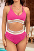 Ribbed Knit Tribal Print Two Piece High Waisted Swimsuit