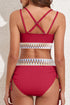 Ribbed Knit Tribal Print Two Piece High Waisted Swimsuit