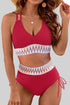 Ribbed Knit Tribal Print Two Piece High Waisted Swimsuit