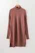 Ribbed Knit Turtleneck Drop Shoulder Tunic Sweater