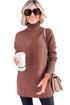 Ribbed Knit Turtleneck Drop Shoulder Tunic Sweater
