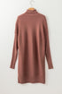 Ribbed Knit Turtleneck Drop Shoulder Tunic Sweater