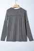 Ribbed Knit Twist Front Exposed Seam Long Sleeve Top