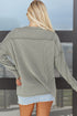 Ribbed Knit Twist Front Exposed Seam Long Sleeve Top