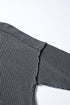Ribbed Knit Twist Front Exposed Seam Long Sleeve Top