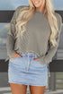 Ribbed Knit Twist Front Exposed Seam Long Sleeve Top