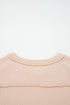 Ribbed Knit Twist Front Exposed Seam Long Sleeve Top
