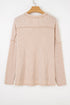 Ribbed Knit Twist Front Exposed Seam Long Sleeve Top