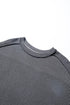 Ribbed Knit Twist Front Exposed Seam Long Sleeve Top