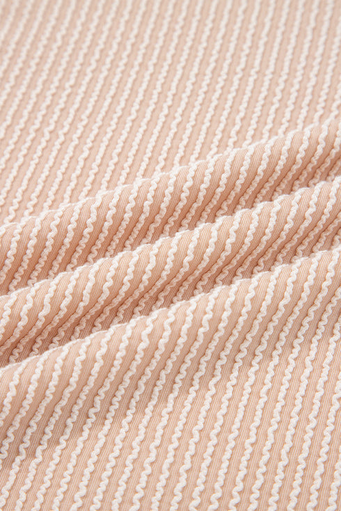 Ribbed Knit Twist Front Exposed Seam Long Sleeve Top