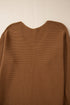 Ribbed Knit V Neck Balloon Sleeve Sweater