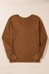 Ribbed Knit V Neck Balloon Sleeve Sweater