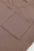 Ribbed Knit V Neck Long Sleeve Patch Pocket Top