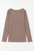 Ribbed Knit V Neck Long Sleeve Patch Pocket Top