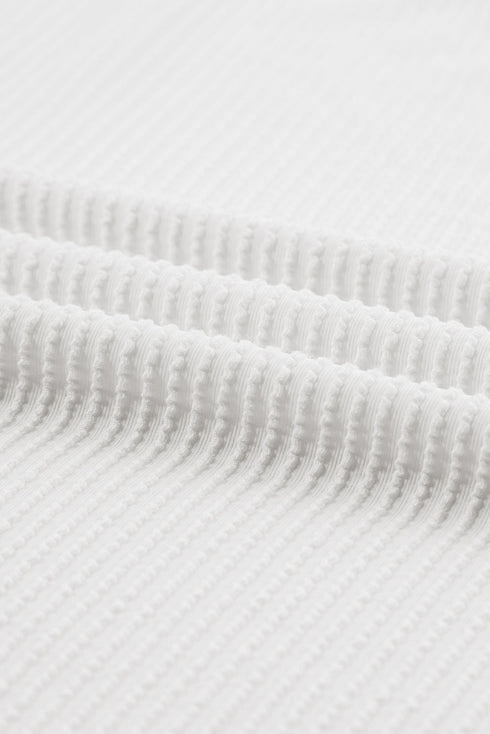 Ribbed Knit V Neck Quarter Sleeve Paneled Top