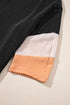 Ribbed Knit V Neck Quarter Sleeve Paneled Top