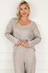 Ribbed Knit Wide Leg Slouchy Two Piece Loungewear