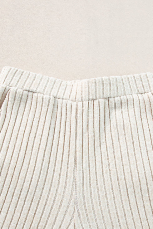 Ribbed Knit Wide Leg Slouchy Two Piece Loungewear